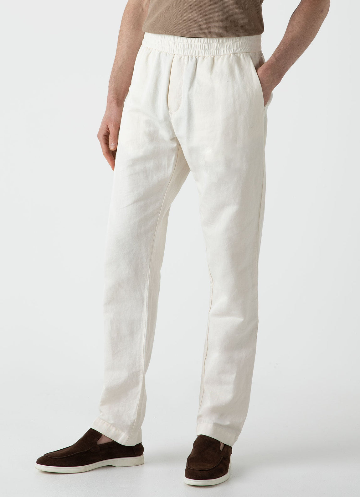 Men's Cotton Linen Drawstring Trouser in Undyed