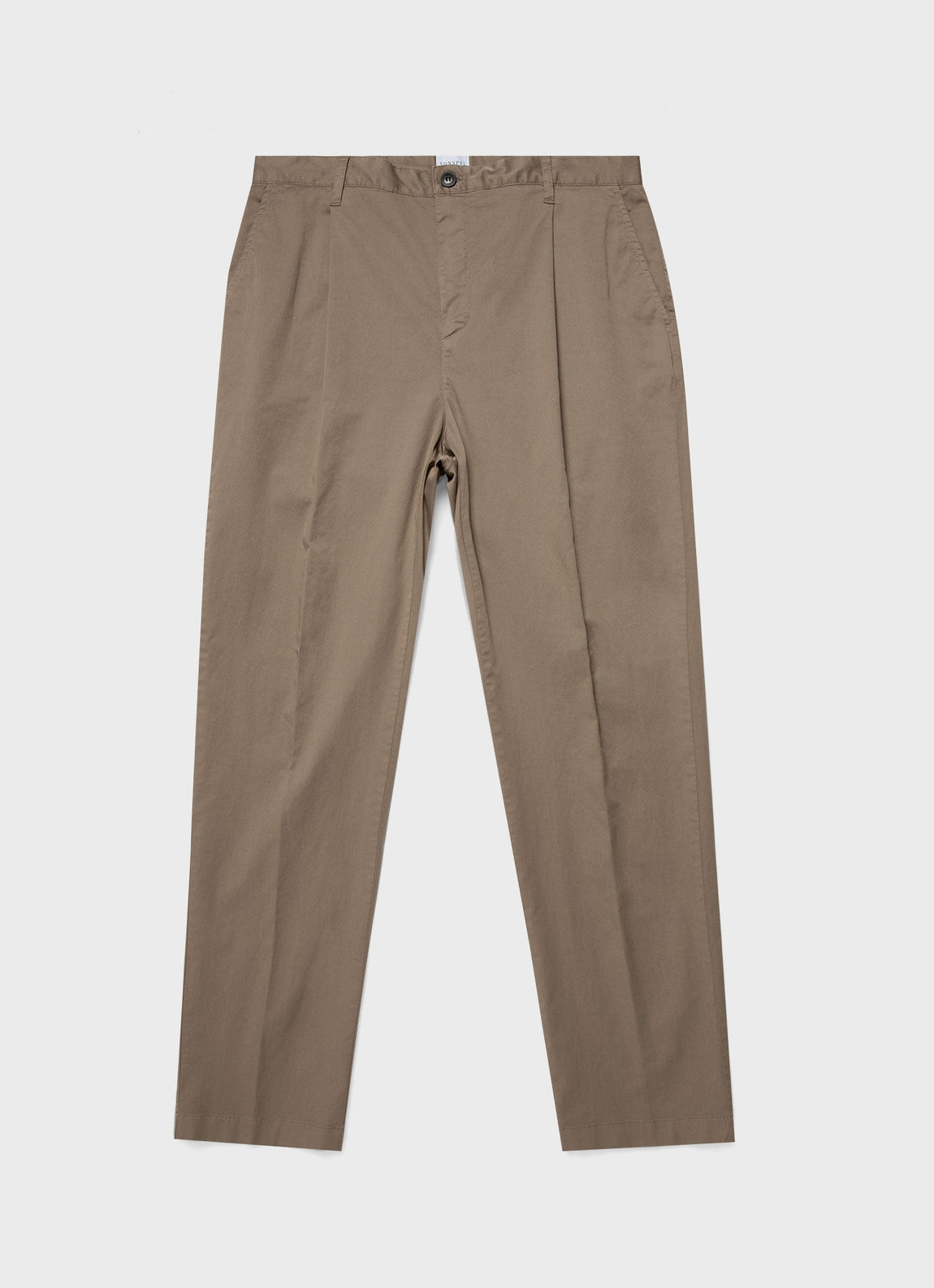 Men's Pleated Twill Trouser in Dark Stone