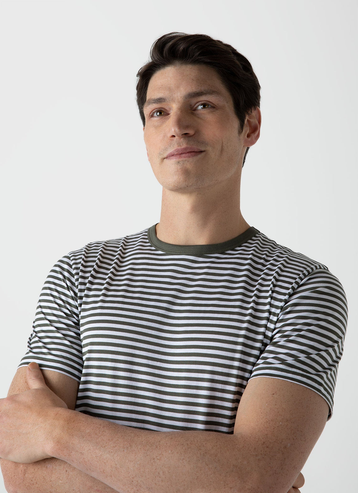 Men's Classic T-shirt in Hunter Green/White English Stripe
