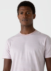 Men's Classic T-shirt in Shell Pink/White English Stripe