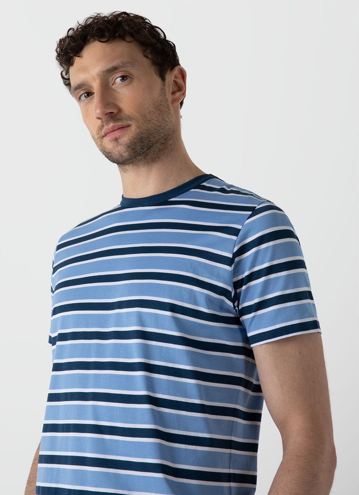 Men's Classic T-shirt in Coast/Cool Blue Holiday Stripe
