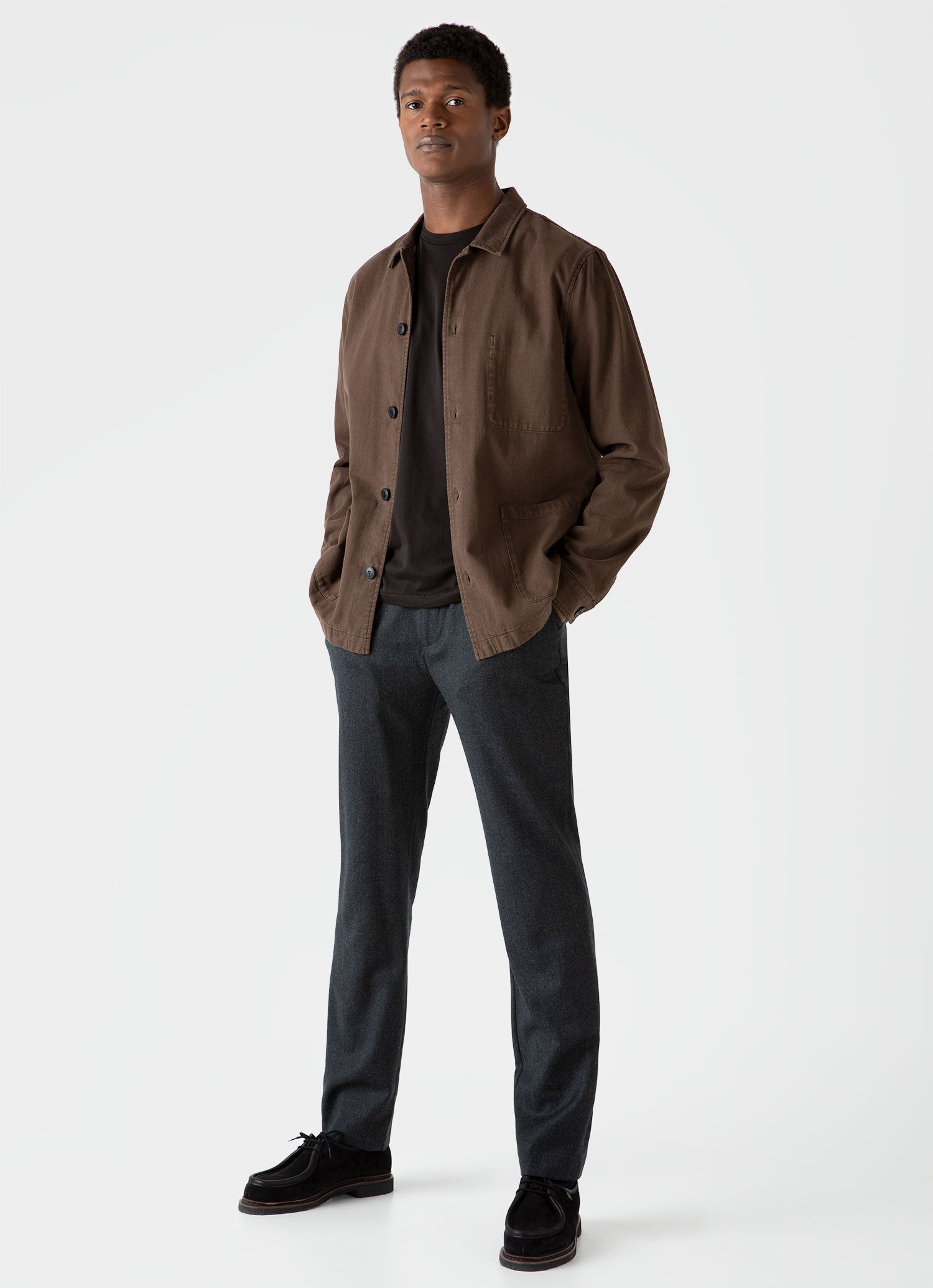 Men's Long Sleeve Riviera Midweight T-shirt in Coffee