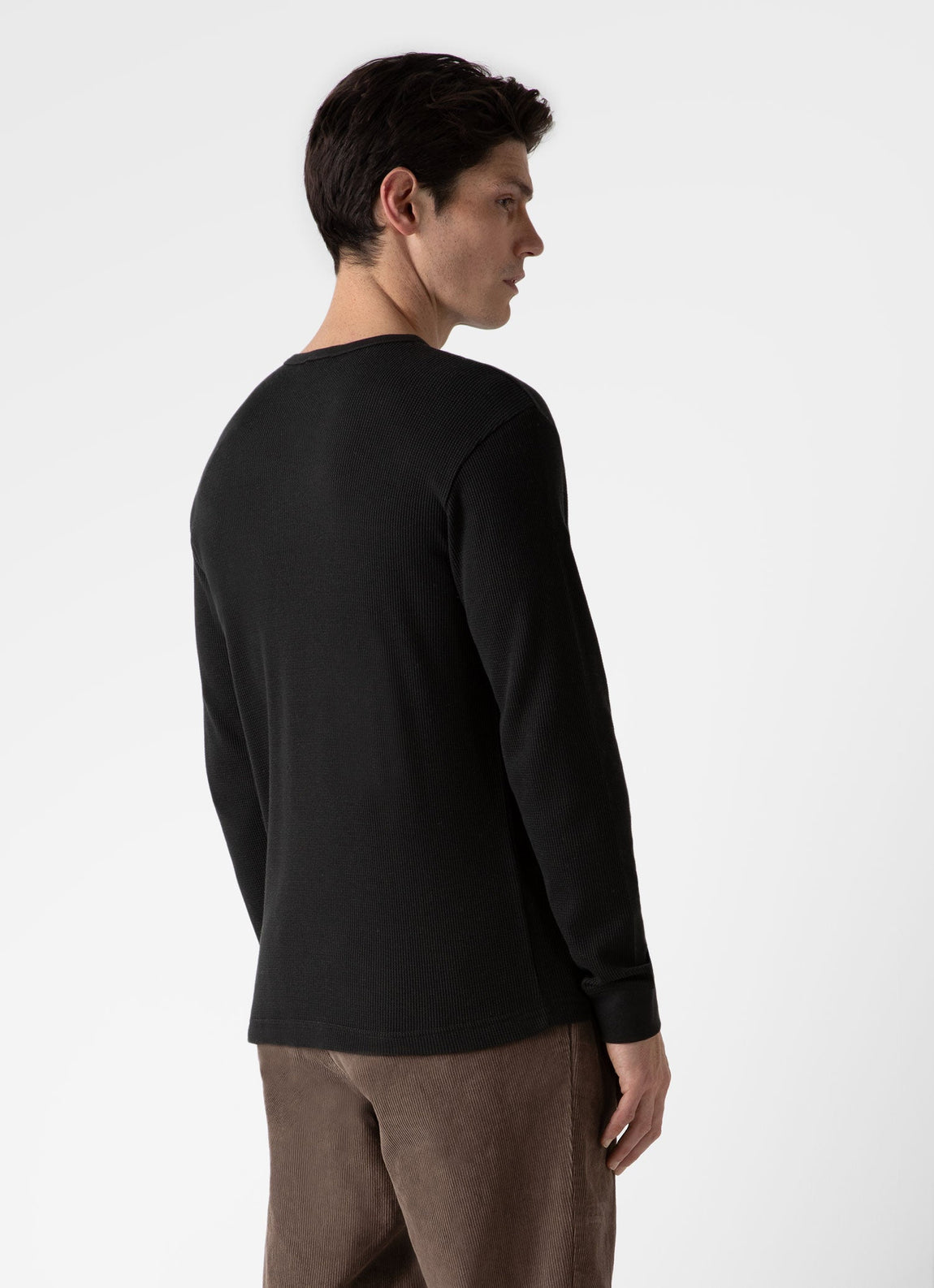 Men's Long Sleeve Waffle T-shirt in Coffee