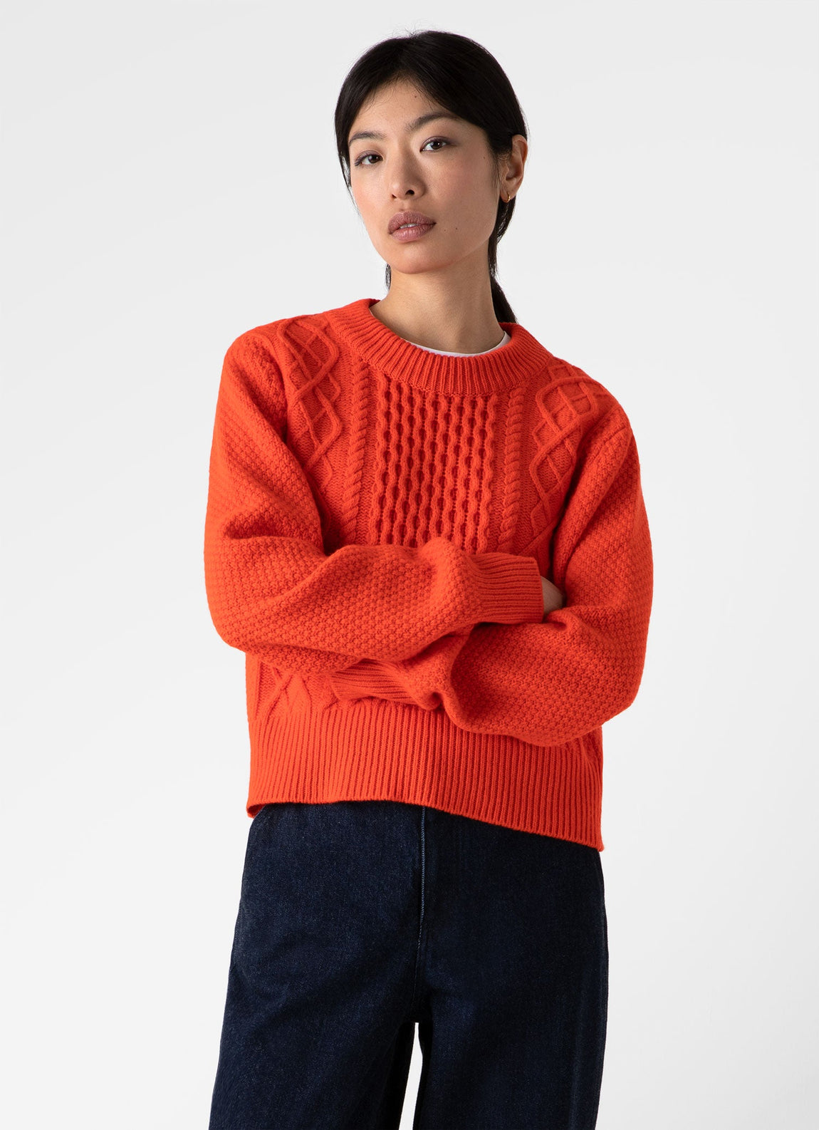 Women's Cable Knit Jumper in Magma