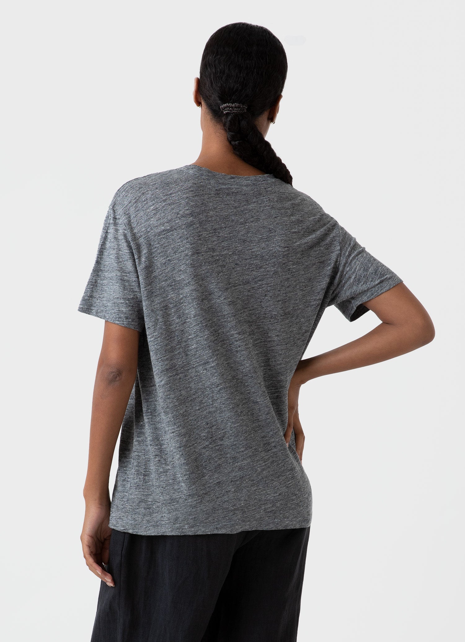 Women's Linen T-shirt in Mid Grey Melange
