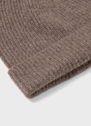 Cashmere Ribbed Hat in Umber Brown