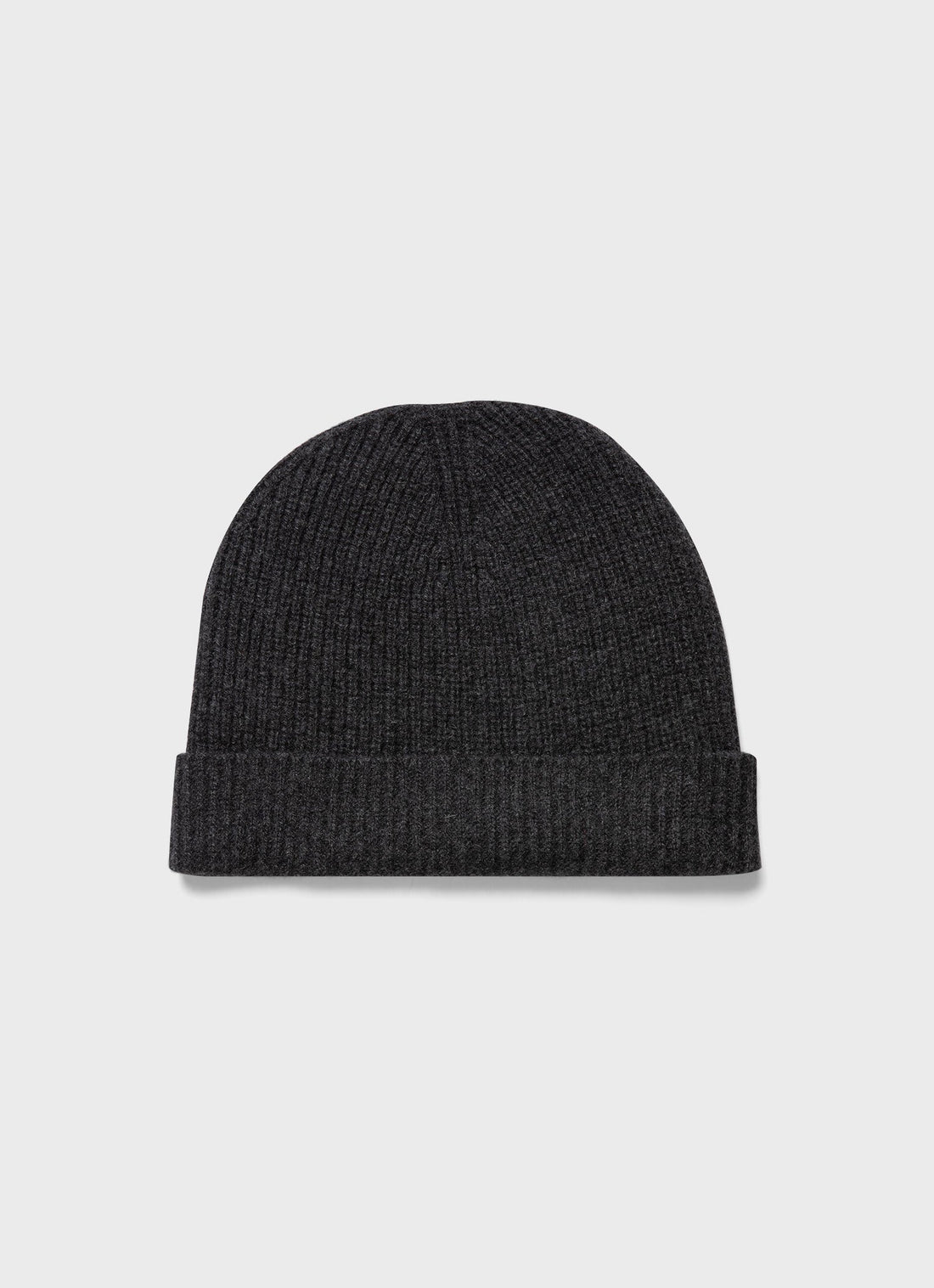 Cashmere Ribbed Hat in Charcoal Melange