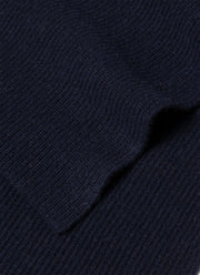 Cashmere Ribbed Scarf in Navy