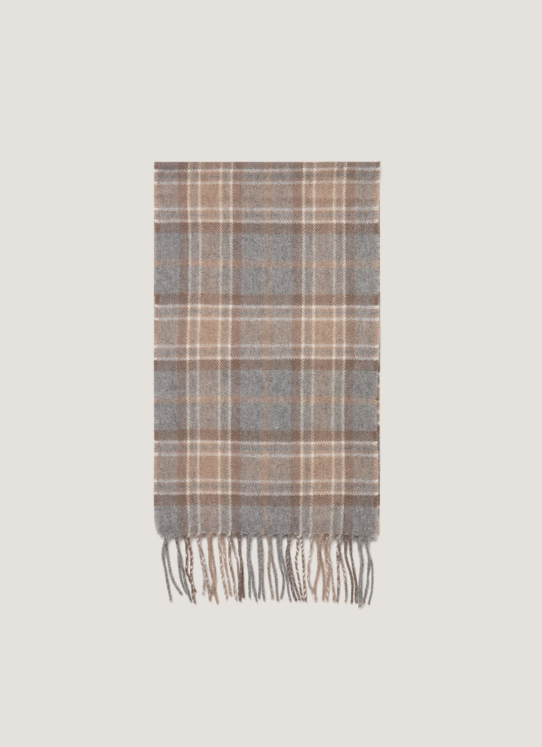 Cashmere Woven Scarf in Sandstone Check