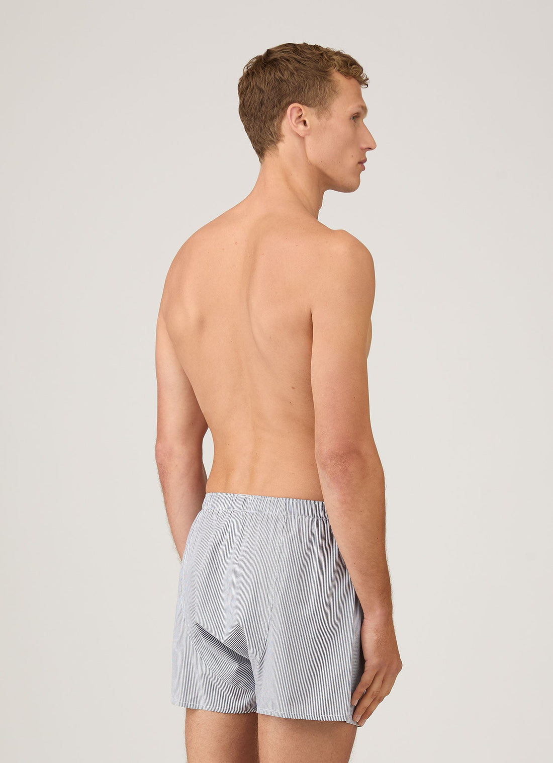 Men's Classic Boxer Shorts in White/Navy Pinstripe