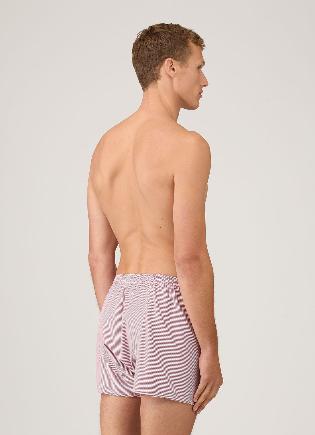 Men's Classic Boxer Shorts in White/Red/Navy Pinstripe