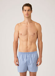 Men's Classic Boxer Short in Mid Blue Wide Stripe