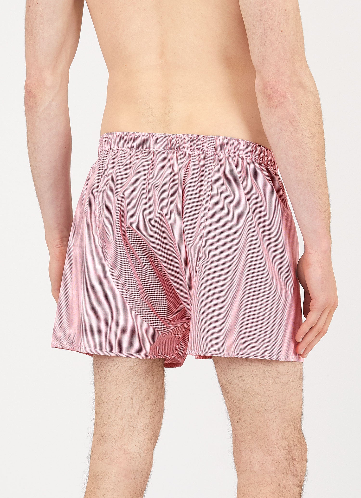 Men's Classic Boxer Shorts in White/Red Micro Gingham