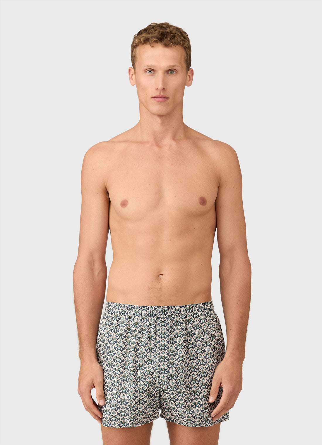 Men's Classic Boxer Shorts in Liberty Fabric in Navy/White Macsen