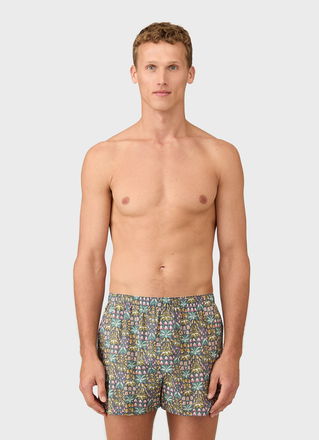 Men's Classic Boxer Shorts in Liberty Fabric in Navy Floral Tropics