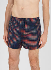 Men's Classic Print Boxer Shorts in Navy/Orange Shadow Spots