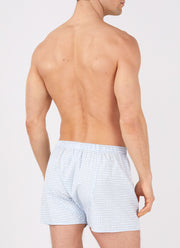 Men's Classic Print Boxer Shorts in Light Blue/White Leaf Print