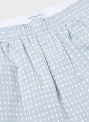 Men's Classic Print Boxer Shorts in Light Blue/White Leaf Print