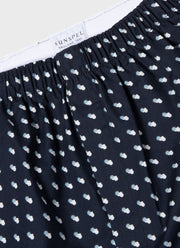 Men's Classic Boxer Shorts in Navy Sun & Clouds