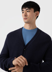 Men's Cotton Texture Cardigan in Navy
