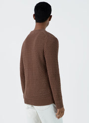 Men's Open Stitch Cardigan in Brown