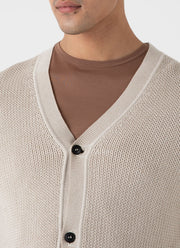 Men's Textured Knit Cardigan in Ecru