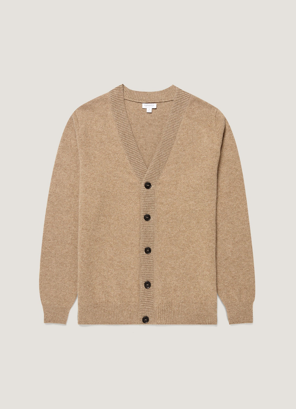 Men's Lambswool Cardigan in Taupe