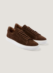 Men's Suede Tennis Shoe in Brown