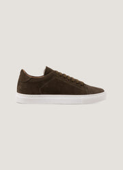 Men's Suede Tennis Shoe in Dark Moss
