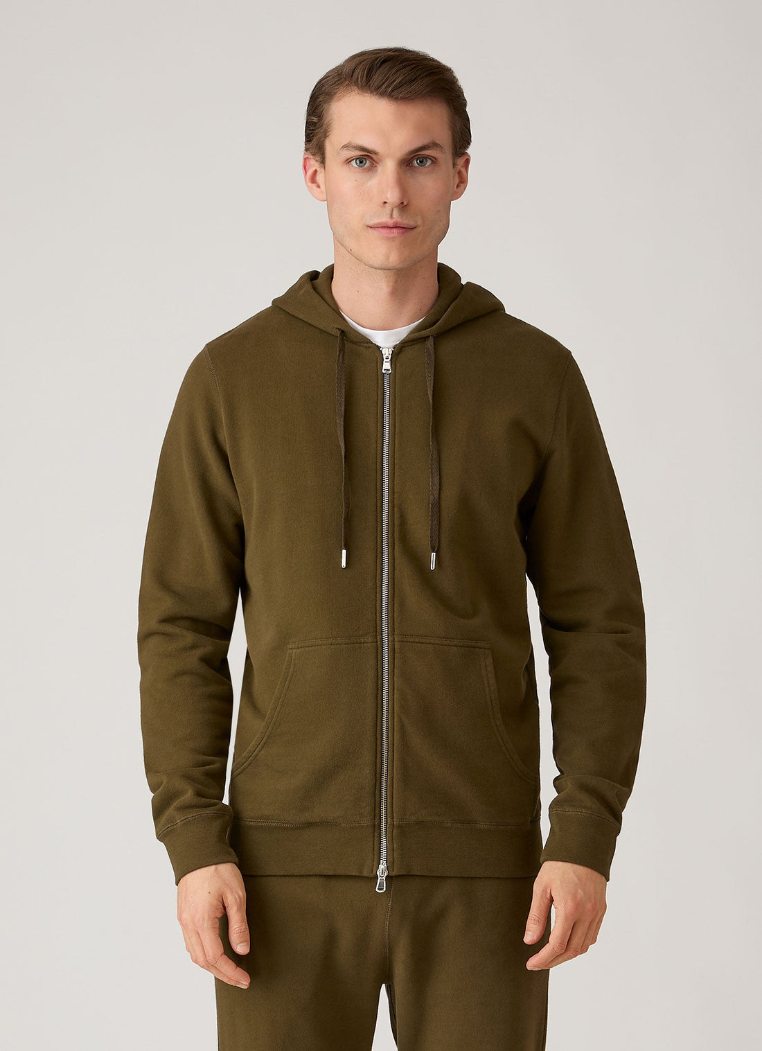 Loopback Kapuzenpullover mit Reißverschluss