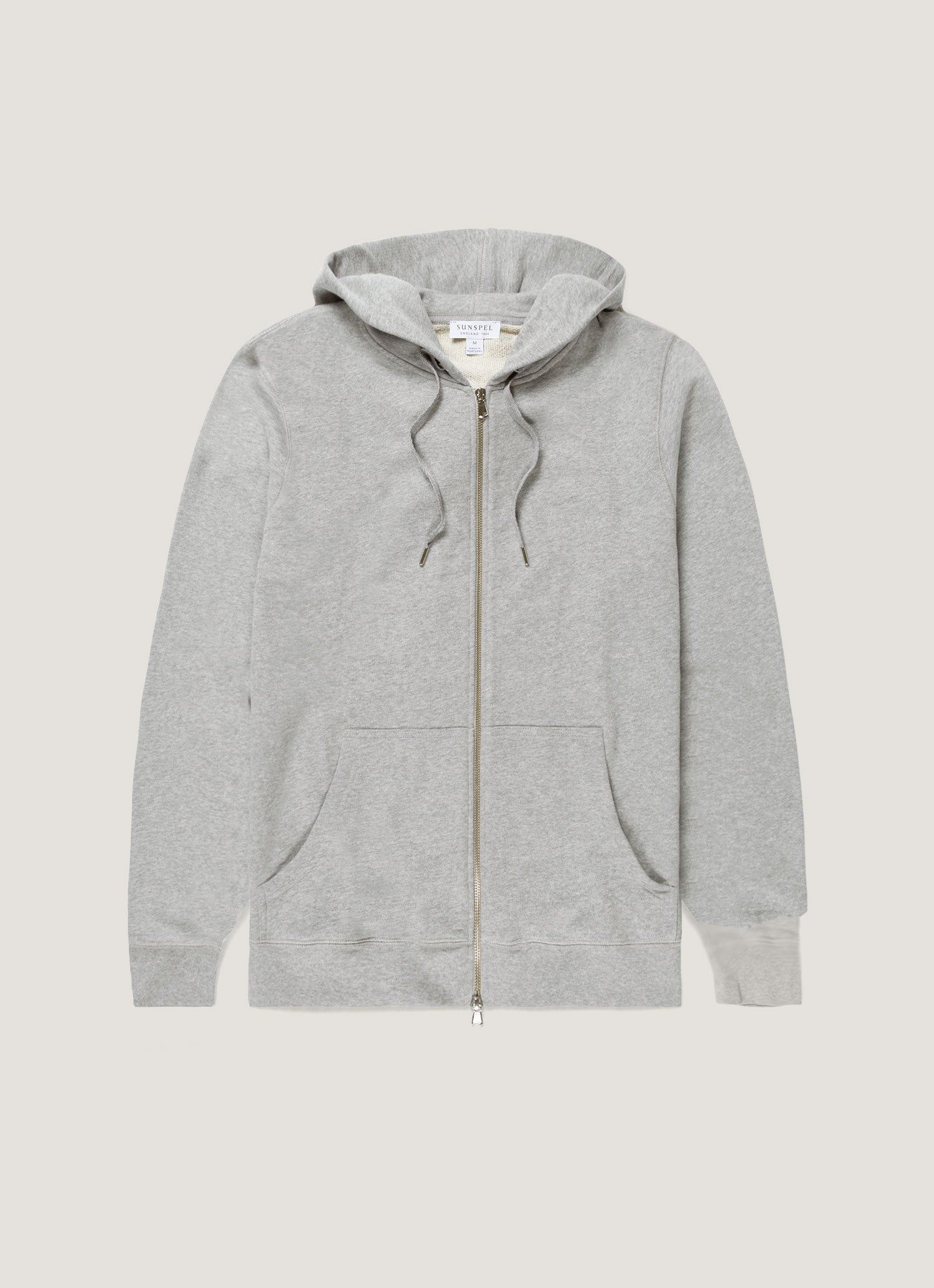 SUNSPEL Loopback Zip Parka グレー パーカー Loopback Kapuzenpullover mit Reißverschluss in Grau Melange | Sunspel