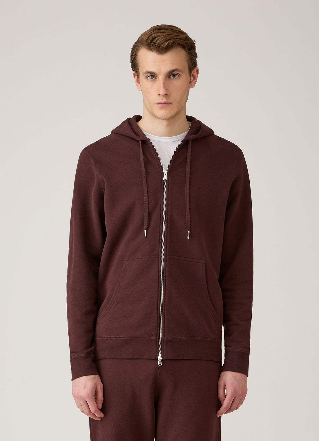 Loopback Kapuzenpullover mit Reißverschluss