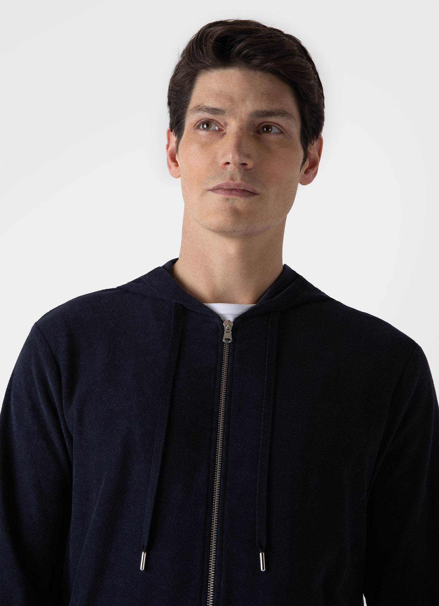 Men's Towelling Hoody in Navy