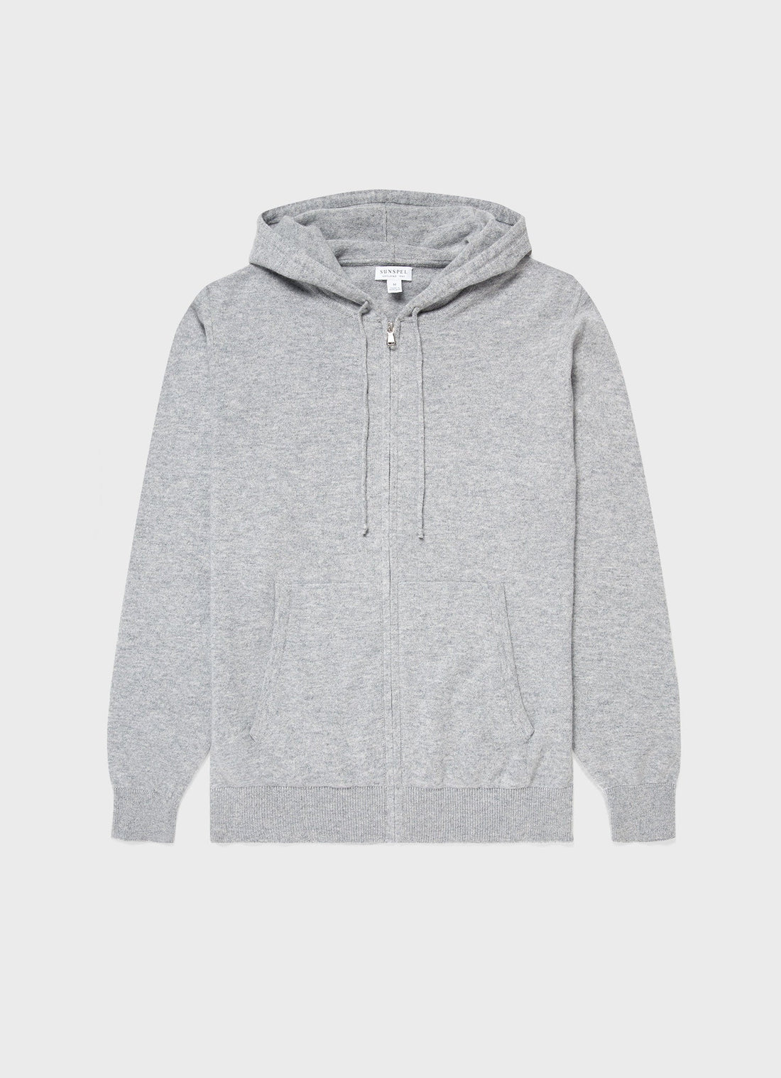 Men's Cashmere Zip Hoody in Grey Melange