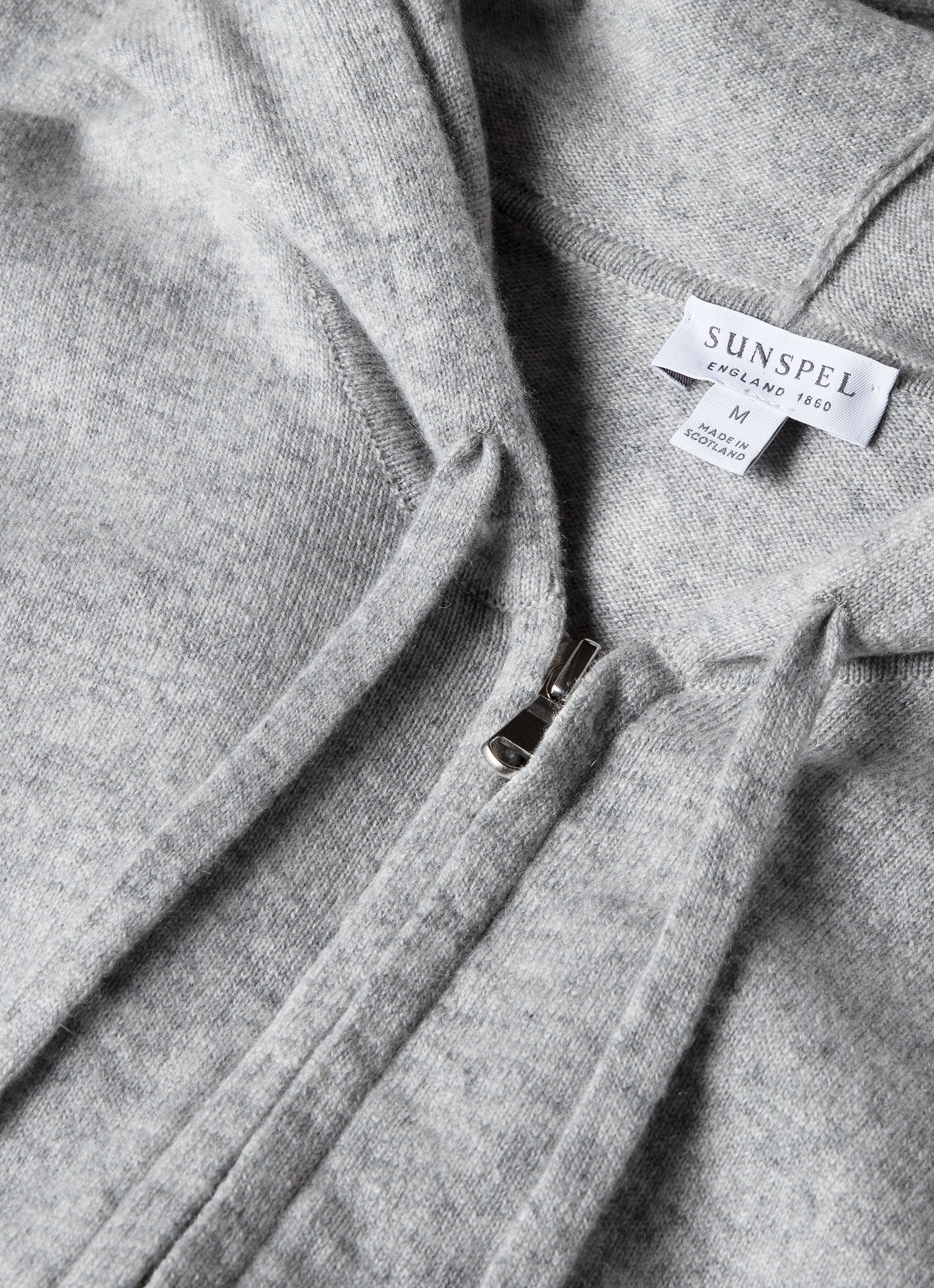 Men's Cashmere Zip Hoody in Grey Melange