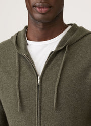 Men's Cashmere Hoodie in Khaki