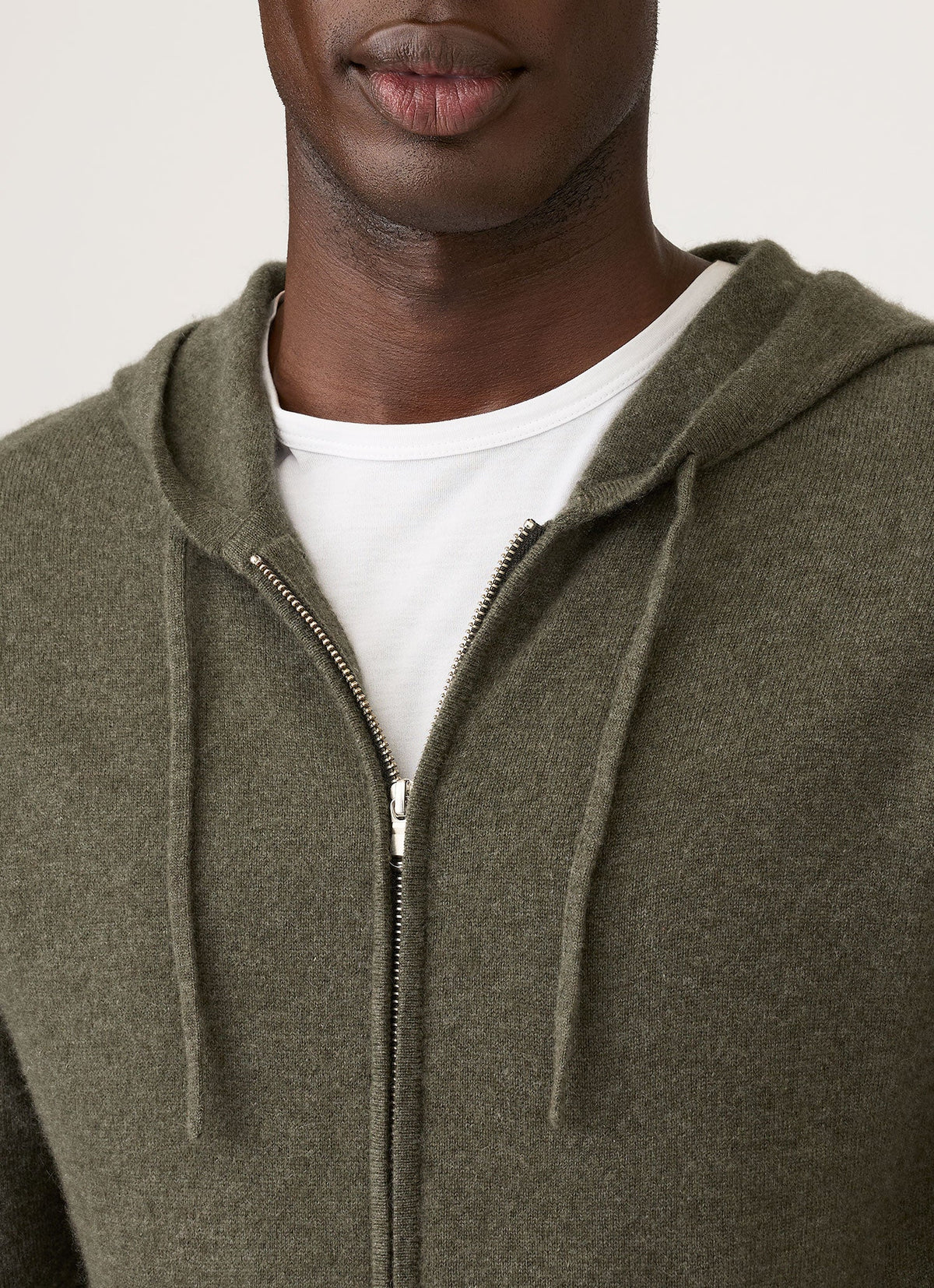 Men's Cashmere Hoodie in Khaki