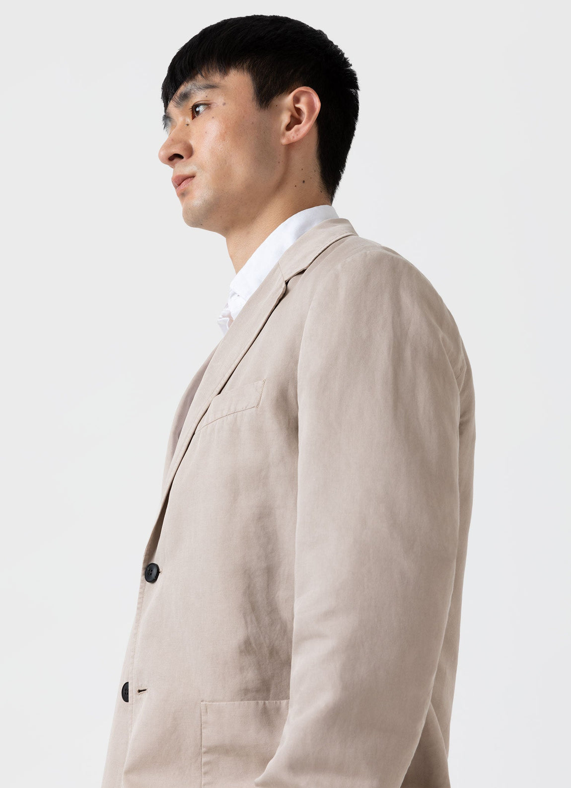 Men's Cotton Linen Unstructured Blazer in Light Sand