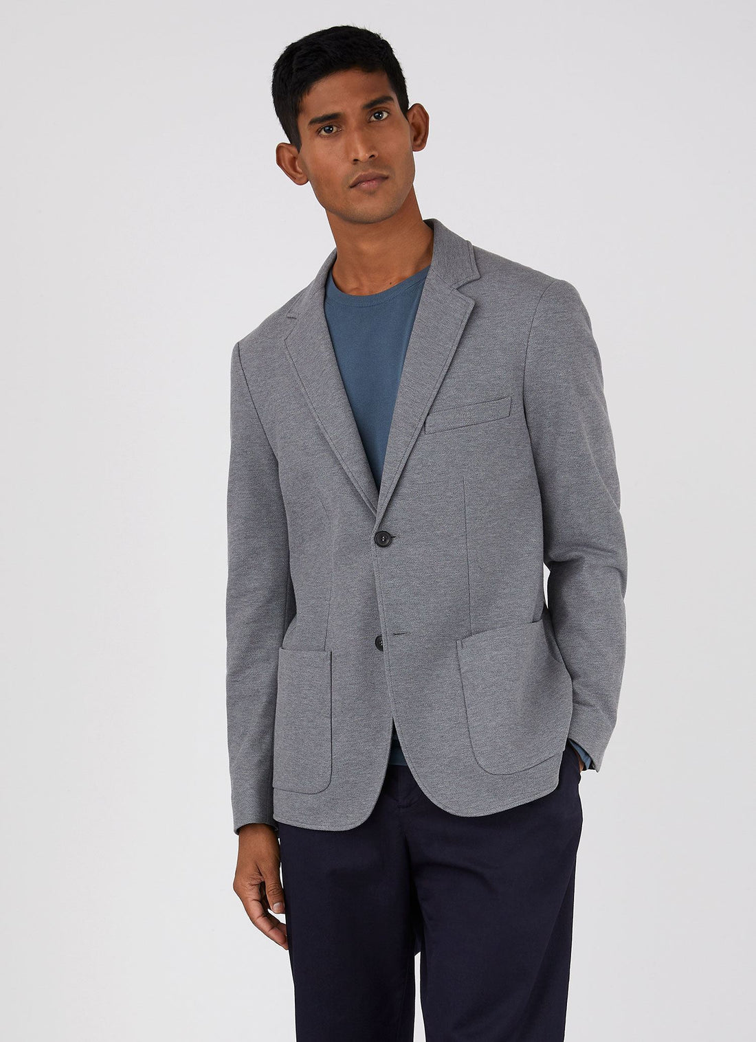 Men's Unstructured Blazer in Mid Grey Melange
