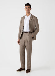 Men's Linen Unstructured Blazer in Dark Sand