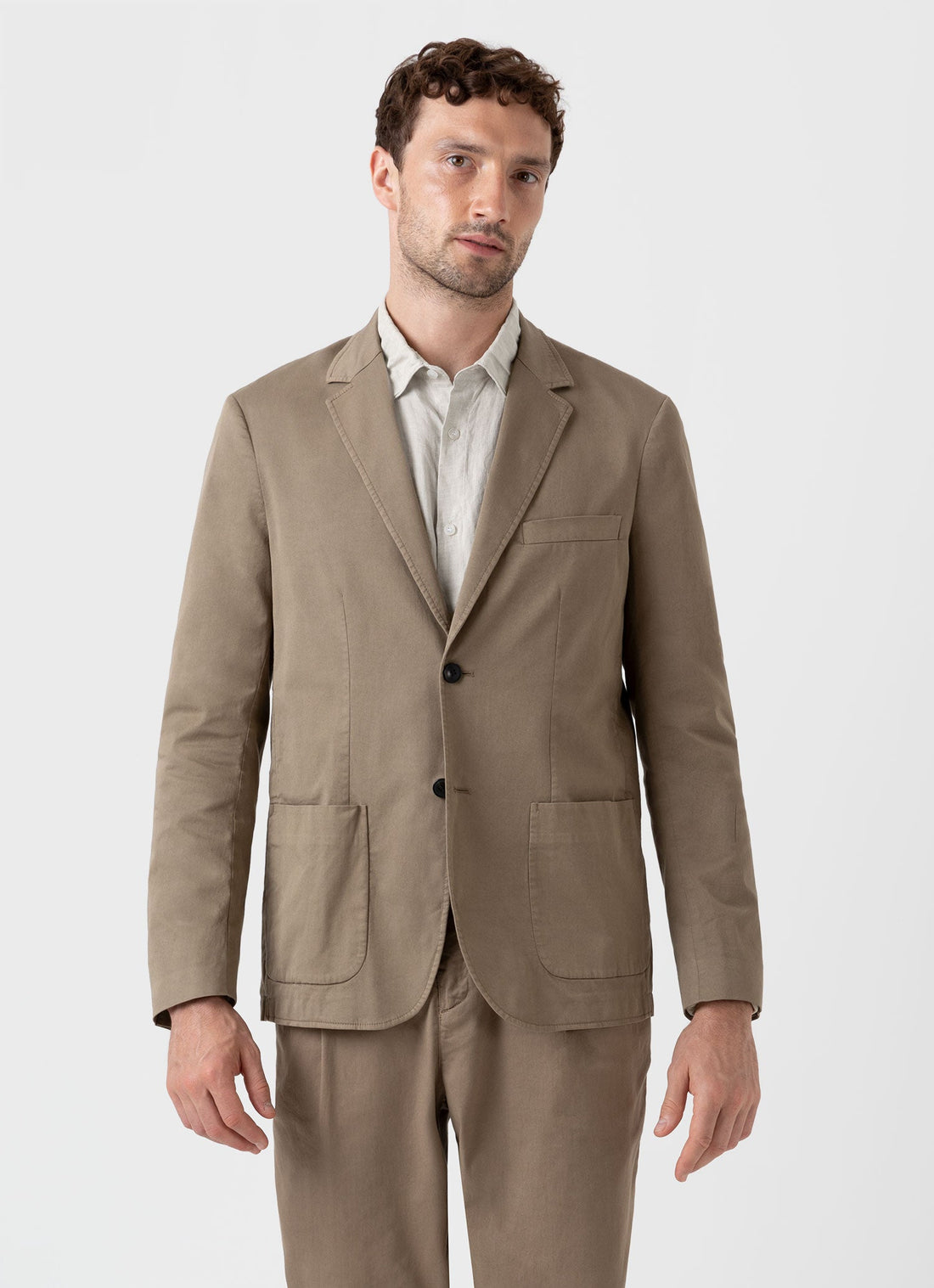 Men's Unstructured Blazer in Dark Stone