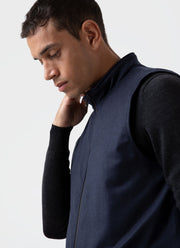 Men's Insulated Wool Gilet in Navy Melange