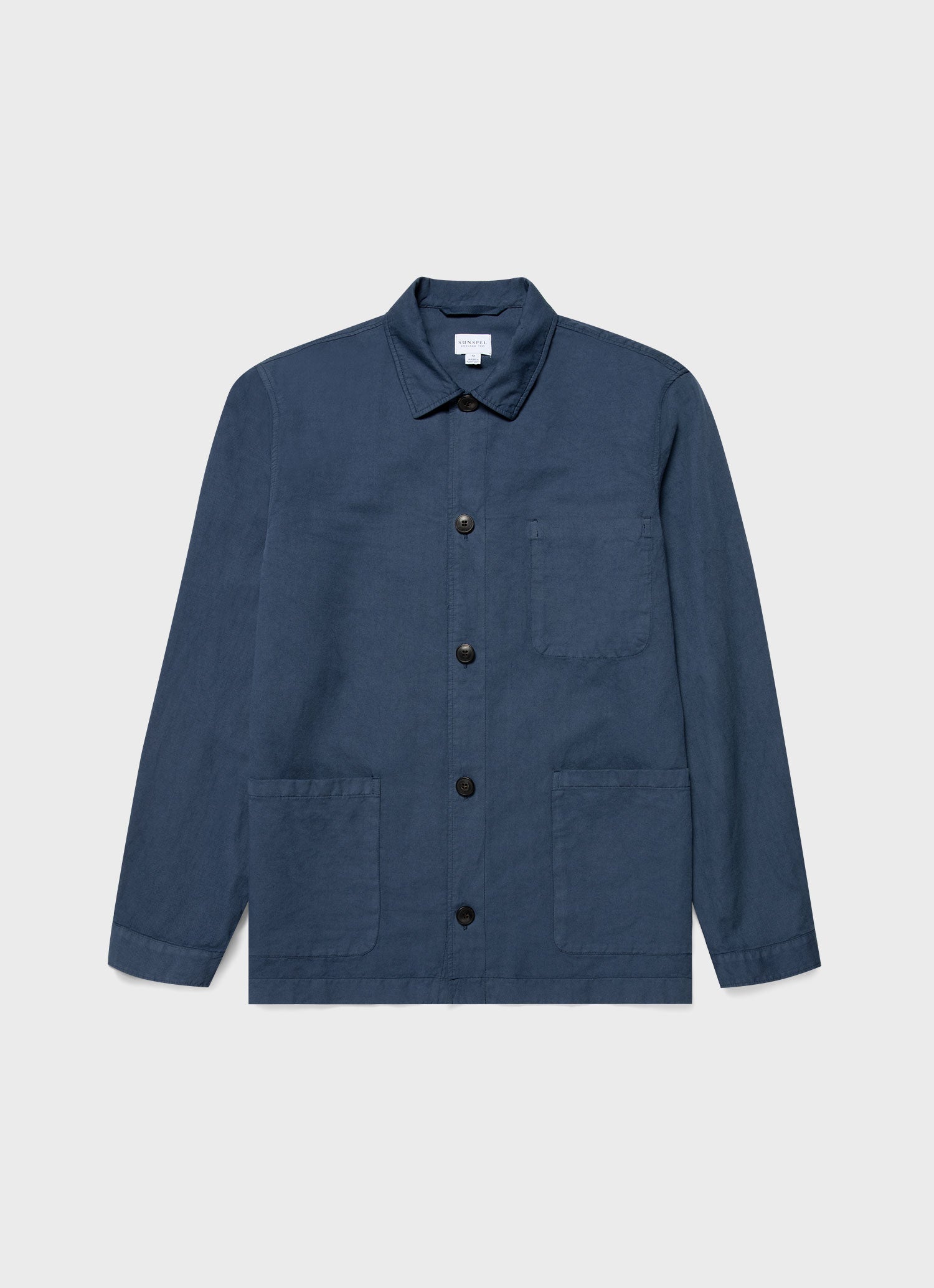 Men's Cotton Linen Twin Pocket Jacket in Shale Blue