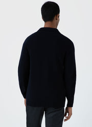 Men's Lambswool Jacket in Dark Navy Mouline