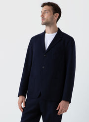 Men's Wool Twill Blazer in Dark Navy