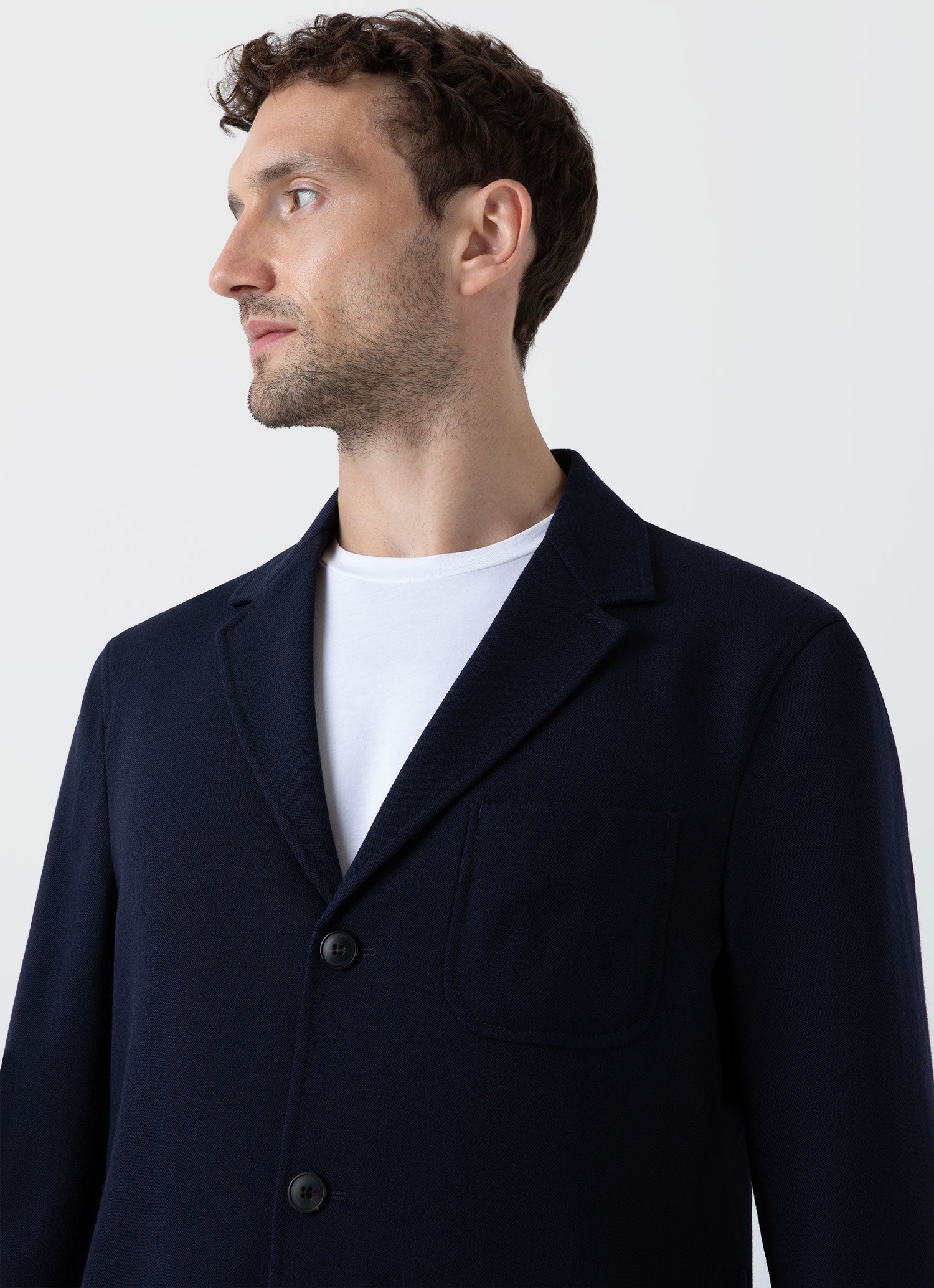 Men's Wool Twill Blazer in Dark Navy