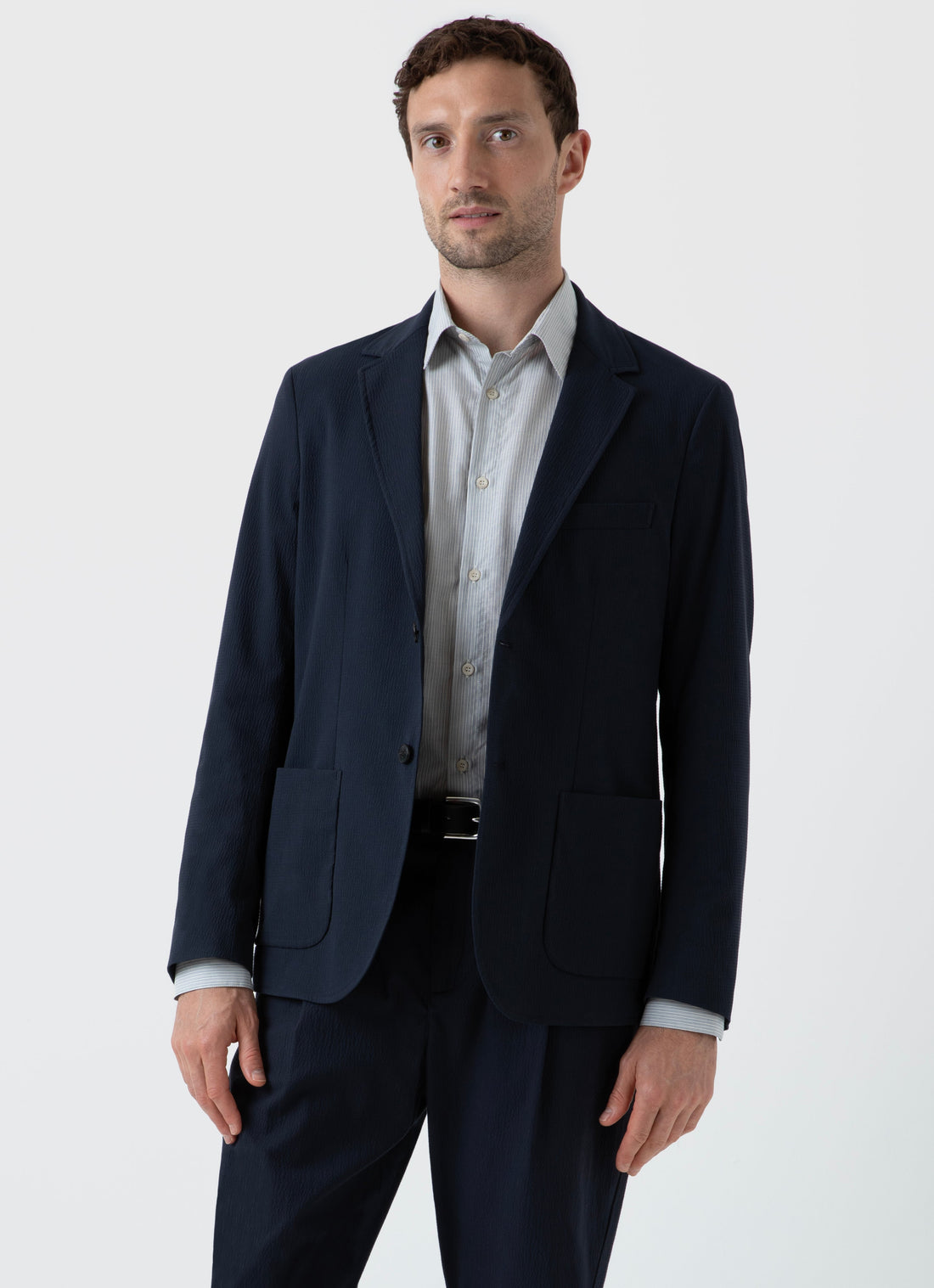 Men's Seersucker Blazer in Navy