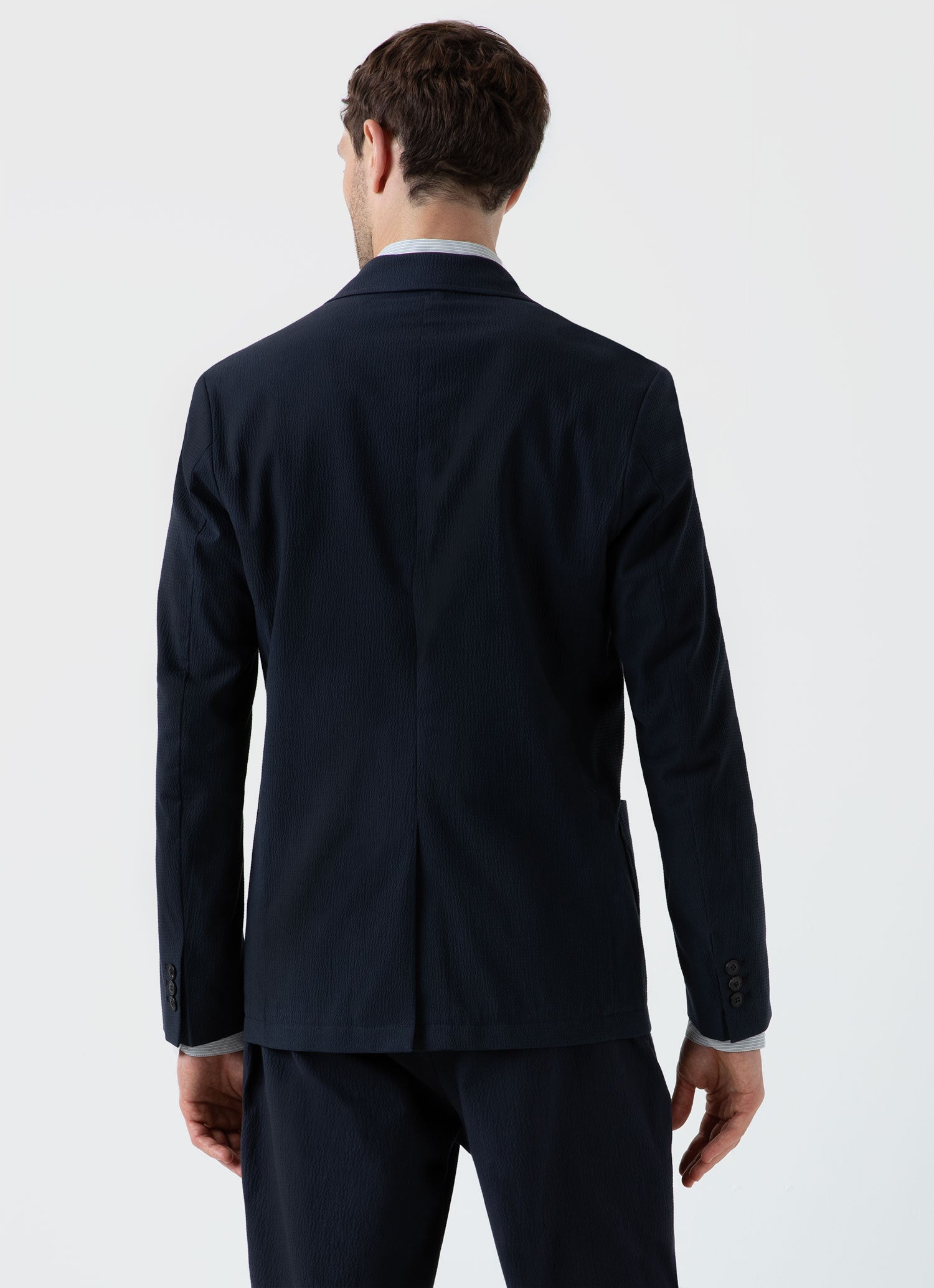 Men's Seersucker Blazer in Navy