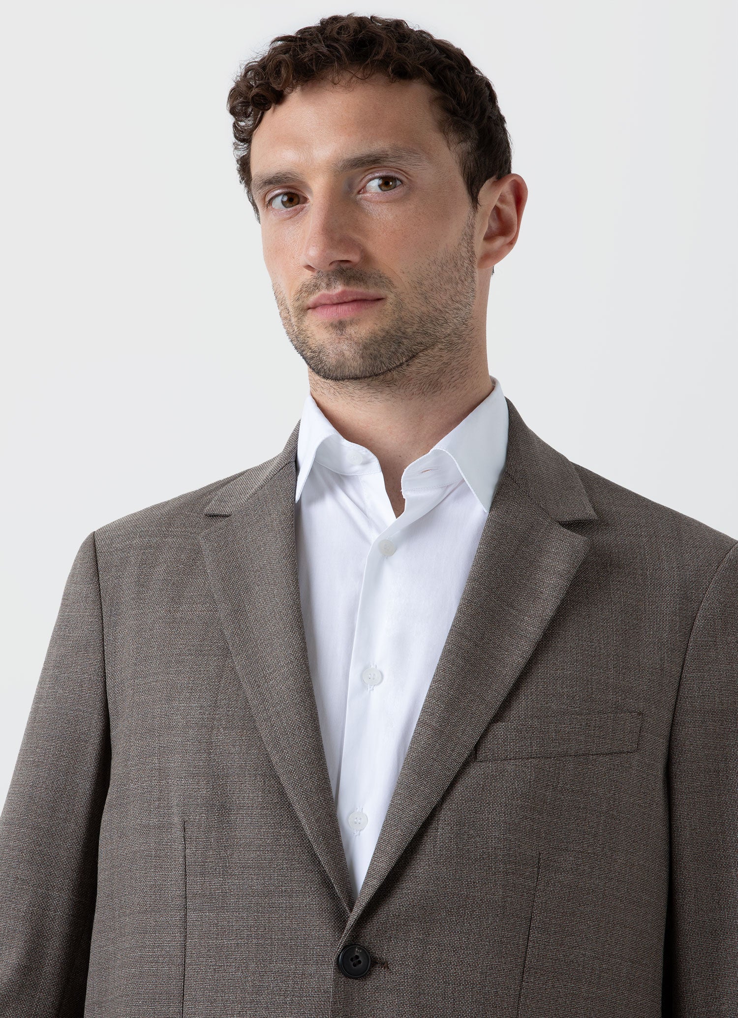 Men's Travel Wool Blazer in Dark Stone Melange