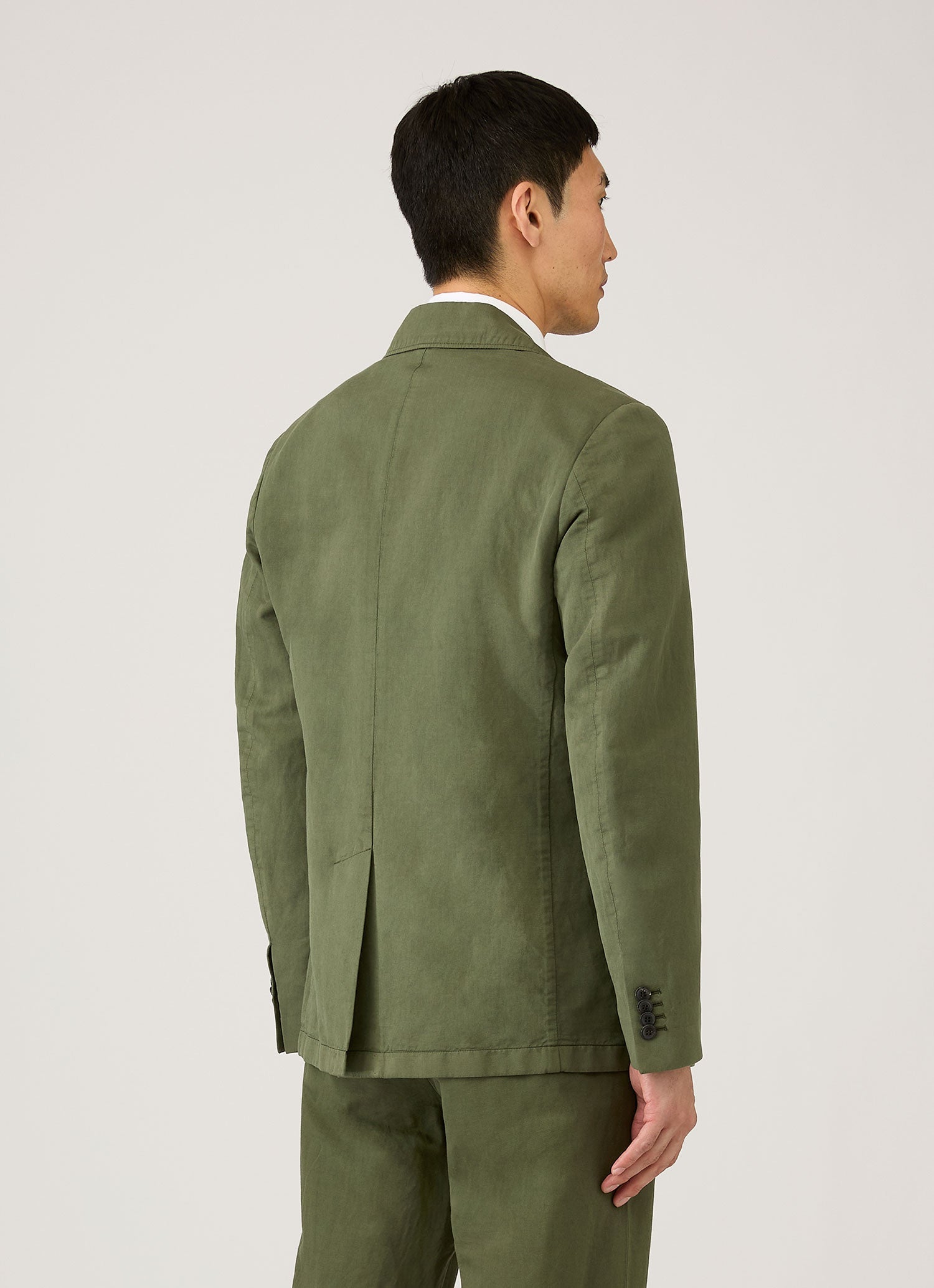 Men's Cotton Linen Blazer in Deep Olive